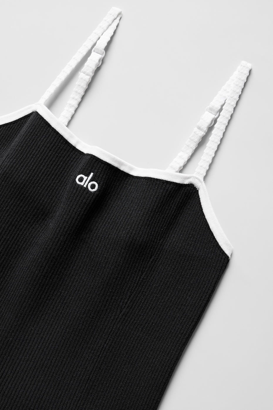 Ribbed Sweater Knit Highline Dress - Black/White