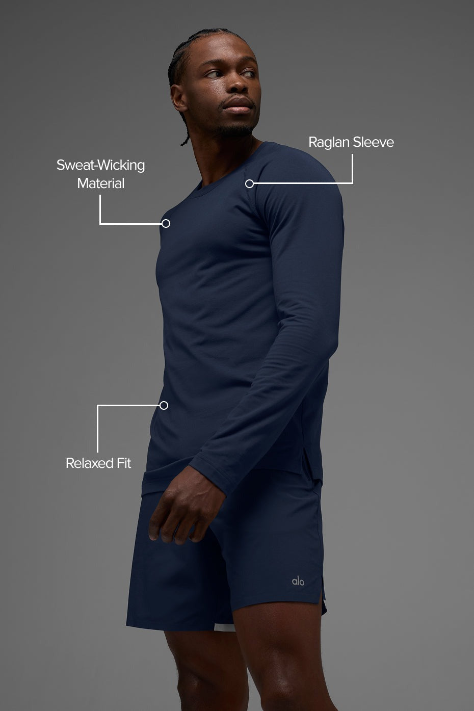 ALO Vapor Crewneck Long Sleeve - Navy