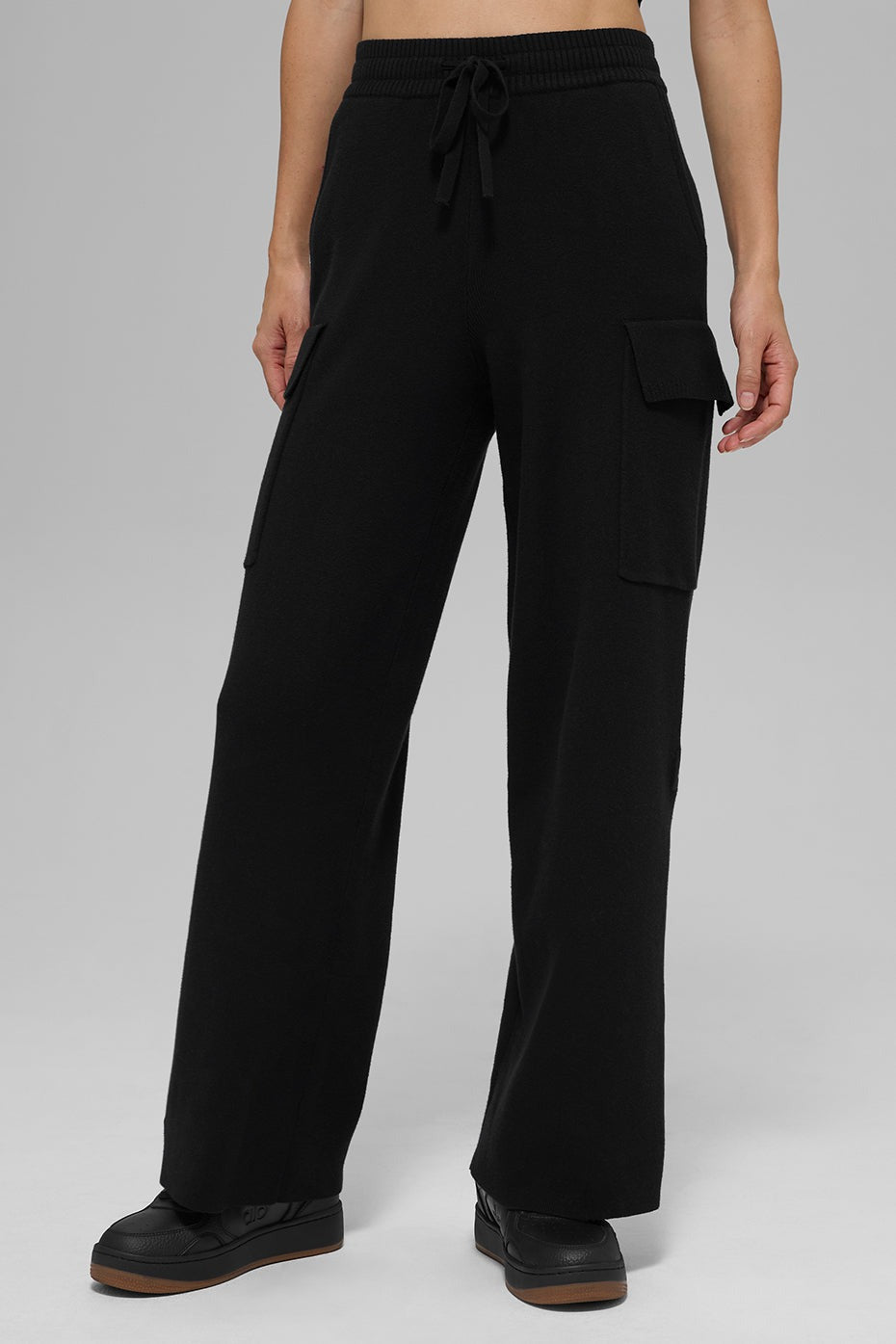 Scholar Knit High-Waist Cargo Pant - Black