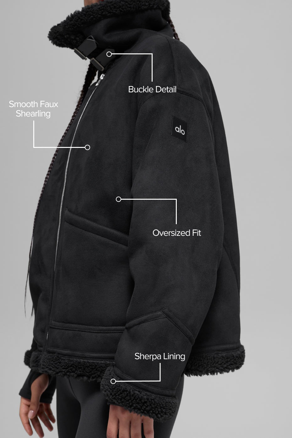 Faux Shearling Grand Jacket - Black