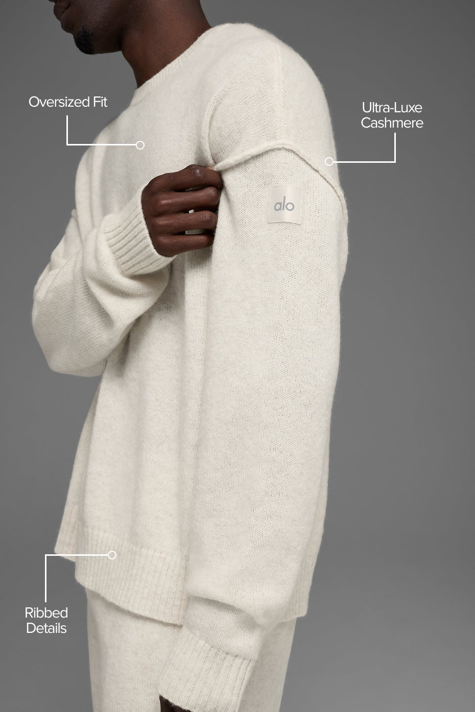 Unisex Wool Cashmere New Class Crewneck Sweater - Bone Heather
