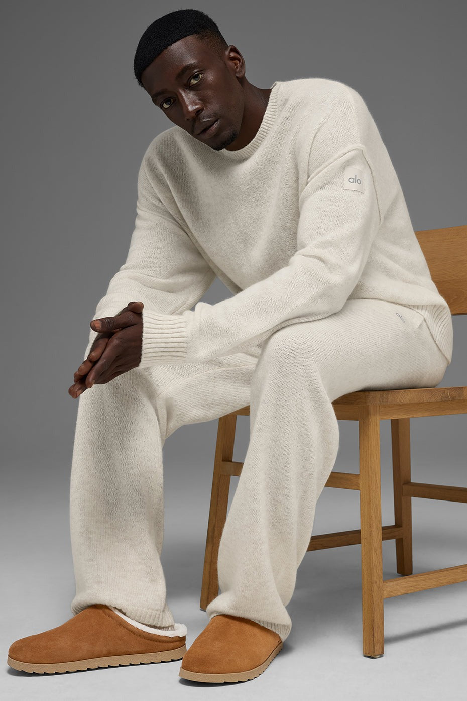 Unisex Wool Cashmere New Class Crewneck Sweater - Bone Heather